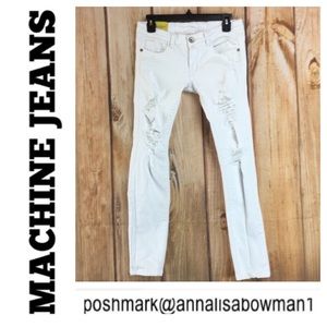 💸Machine Jeans White Distressed Skinny size 7
